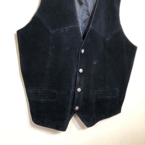 Western Frontier Suede Snap Front Leather Vest - Picture 3 of 5